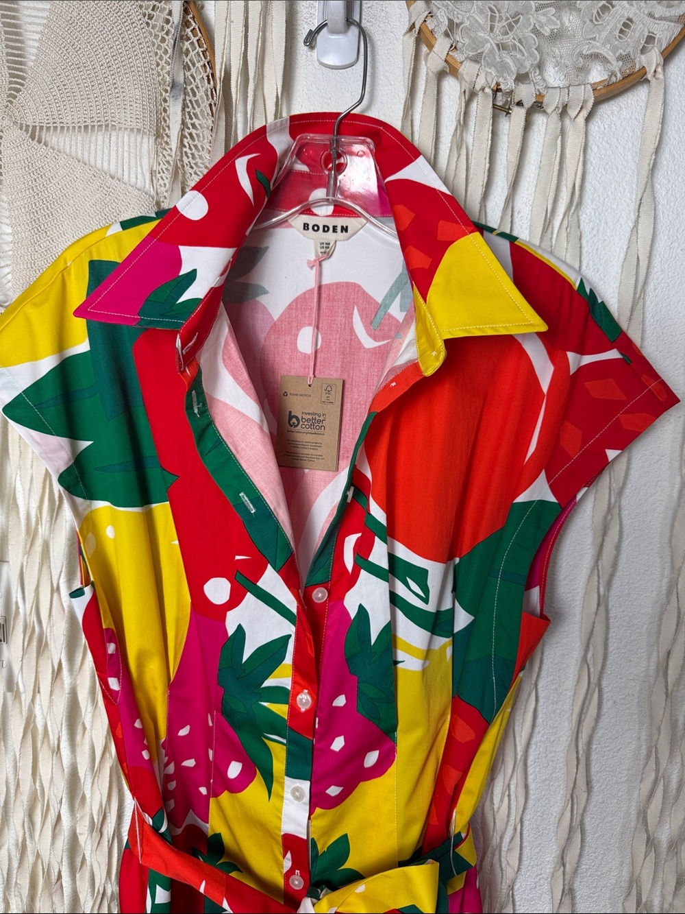 Boden NWT Rachel Cotton Midi Shirtdress in "Summer Fruits" Print Size 10R - Picture 2 of 11